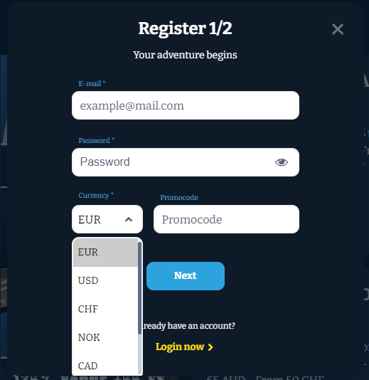 LuckyCyrpto Casino Registration